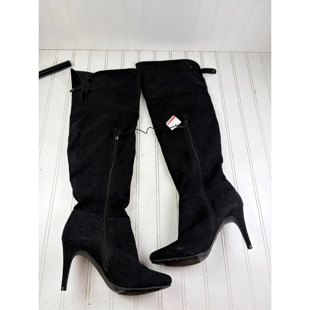 Mossimo Vintage Y2K Black Suede Over The Knee Stiletto Boots Women's Size 8 NWT